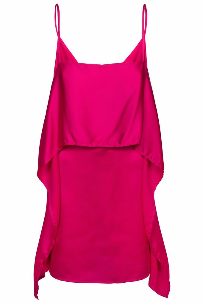 Różowa jedwabna sukienka z ramiączkami Accent | Altaïa